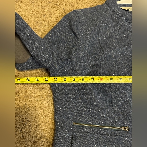 L.L. BEAN Stonington Gray Blue Herringbone Italian Tweed Jacket Elbow Patches L - Picture 4 of 11